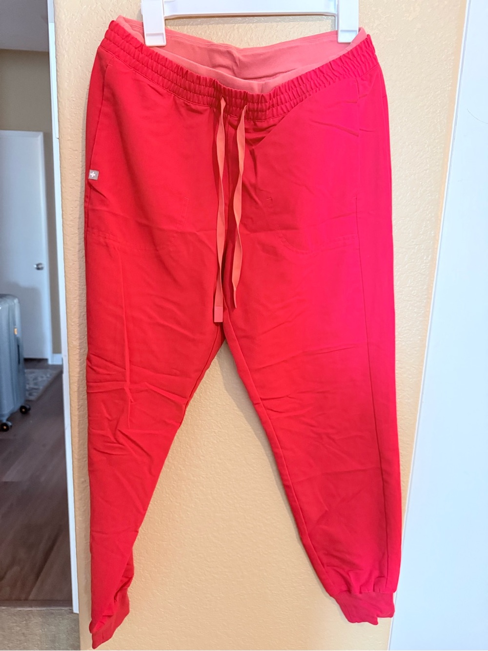 FIGS Red Drawstring Joggers